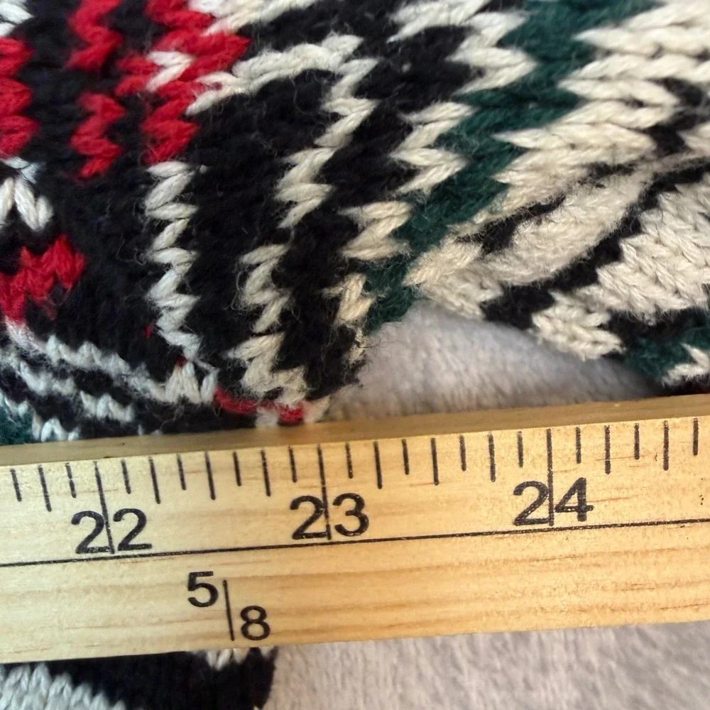 Chaps Sweater Mens Large Black Gray Fair Isle Mock Neck Button Pullover Knit